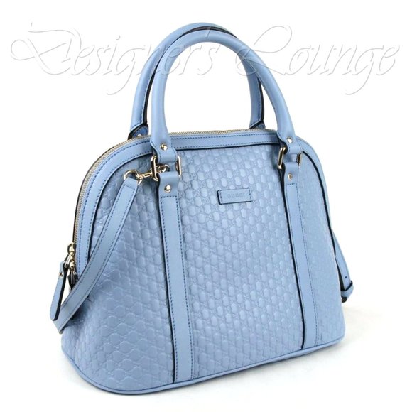 SOLD! NEW GUCCI Micro Guccissima GG BREE  Blue Leather MEDIUM Dome Crossbody Bag - Picture 7 of 15